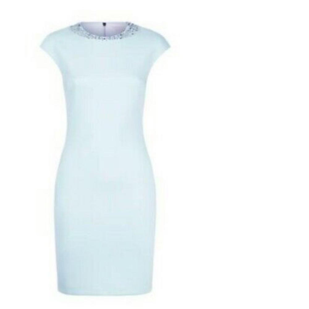 Ted Baker Mint Cocktail Dress w/ Jewels on Collar